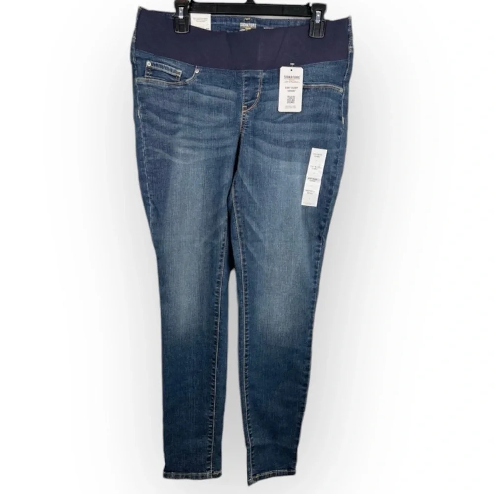 Signature Levis Maternity Skinny Jeans Blue Baby Bump Band Size L